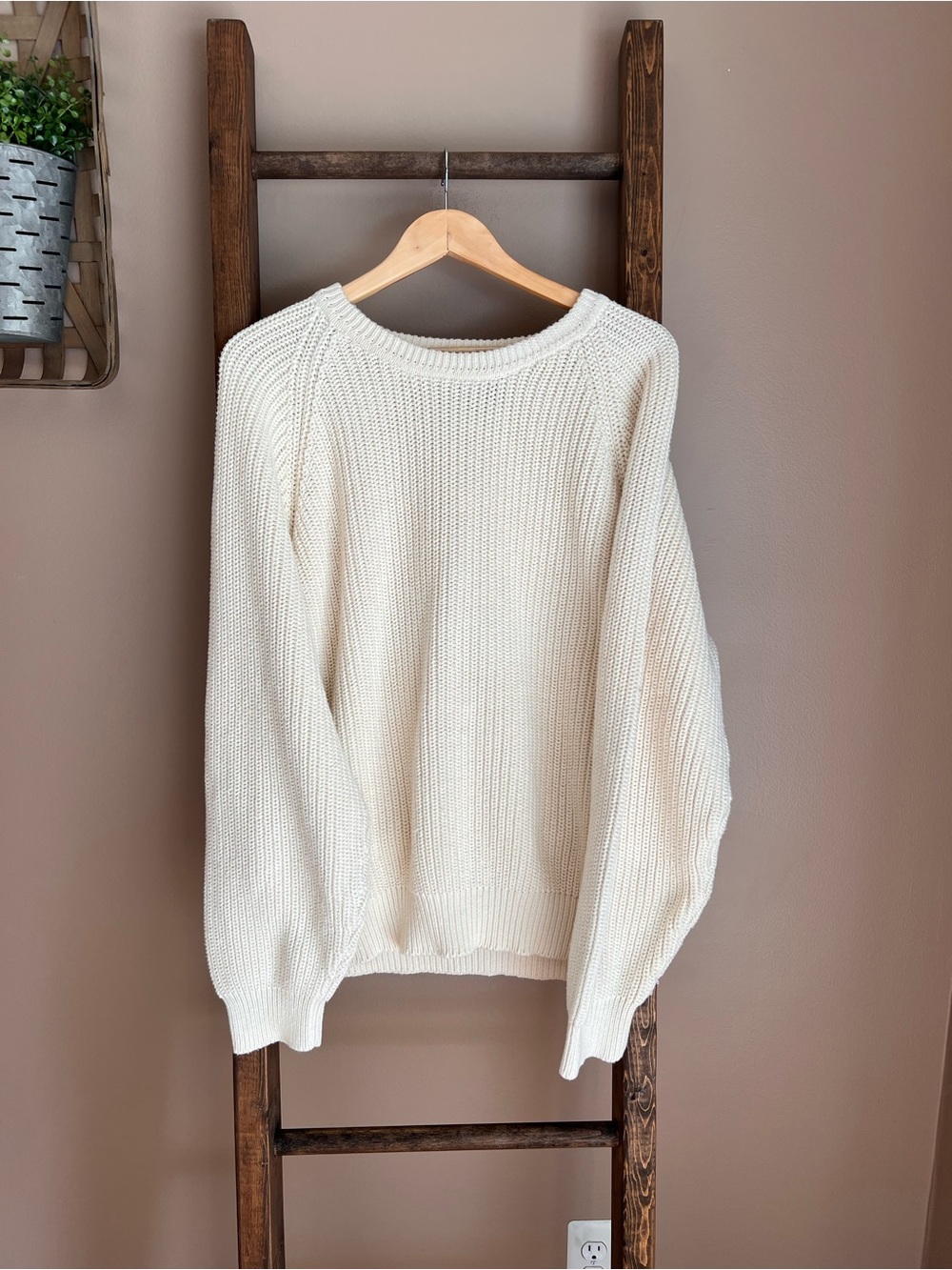 Vintage Eddie Bauer Classic Crewneck Fisherman Sweater - Cream